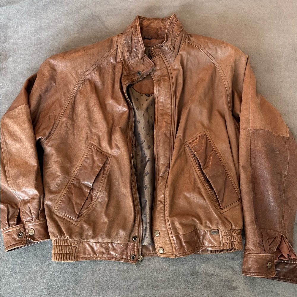 Hunting Horn Men's Brown Leather Jacket